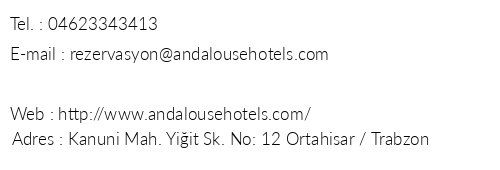 Andalouse Elegant Suit Otel telefon numaralar, faks, e-mail, posta adresi ve iletiim bilgileri